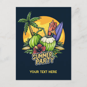 Custom Text Tropical Summer Party Postkarte