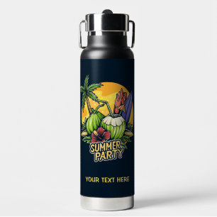 Custom Text Tropical Summer Party Trinkflasche