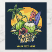 Custom Text Tropical Summer Party Weinetikett (Einzelnes Label)