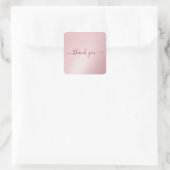 Custom Text Typography Elegant Rose Gold Thank You Quadratischer Aufkleber (Tasche)
