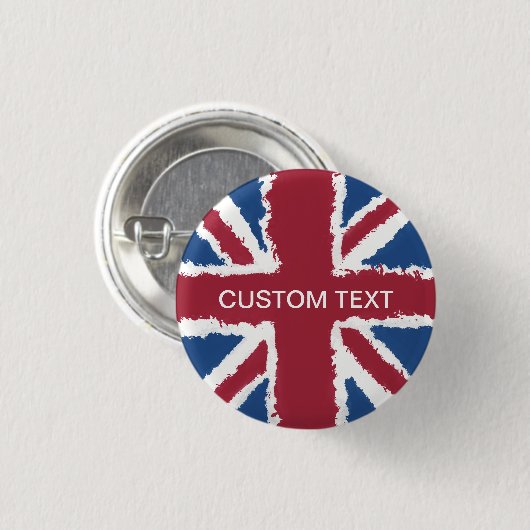 Custom Text Union Jack Flag Art von Heva Weva Button (Vorne & Hinten)