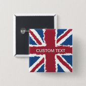 Custom Text Union Jack Flag Art von Heva Weva Button (Vorne & Hinten)