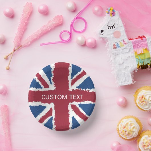 Custom Text Union Jack Flag Art von Heva Weva Pappteller (Party)
