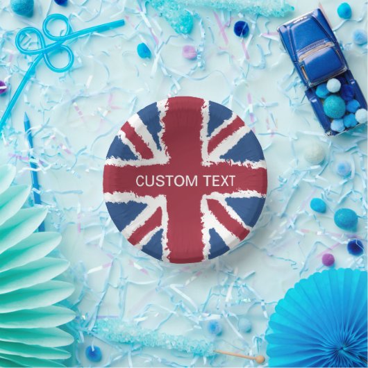 Custom Text Union Jack Flag Art von Heva Weva Pappteller (Party)