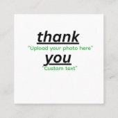 Custom Text & Upload Your Photo Personalized Quadratische Visitenkarte (Rückseite)