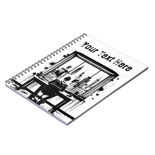 Custom Text Urban Skyline Art Notebook Notizblock (Linke Seite)