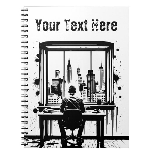Custom Text Urban Skyline Art Notebook Notizblock (Vorderseite)