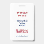 Custom text USA Independence Party Abzeichen Ausweis (Rückseite)