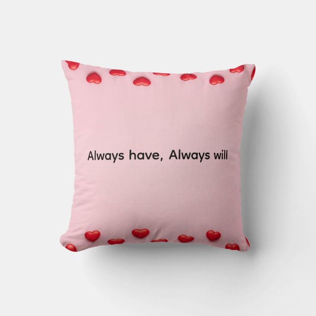 Custom text valentine heart border background kissen (Vorderseite)