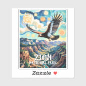 Custom Text Vibrant Zion Canyon Bird Condor Retro Aufkleber (Blatt)
