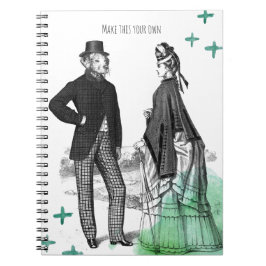 CUSTOM TEXT : Victorian Gentleman + Lady NoteBook Notizblock