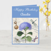Custom Text. Vintage Style Hydrangea. Karte (Gelbe Blume)
