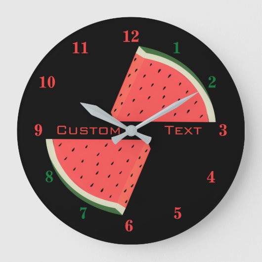 Custom Text Wall Clock - Geschmackvolle Wassermelo Große Wanduhr (Vorderseite)