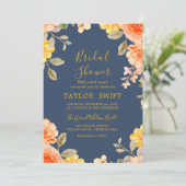 Custom Text Water Flora Bridal Dusche Einladung (Stehend Vorderseite)