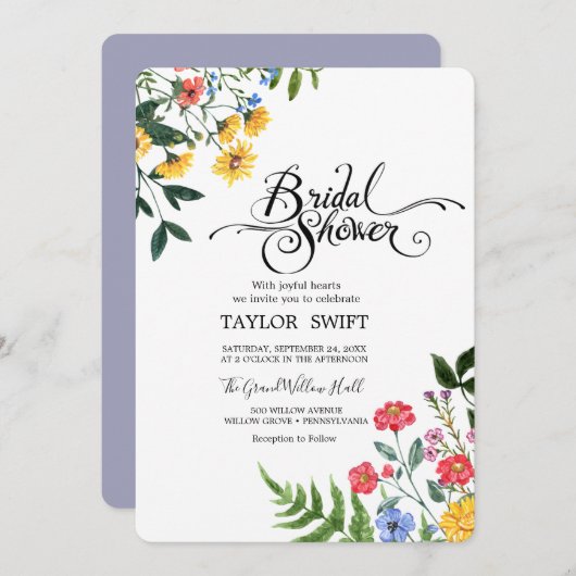 Custom Text Water Flora Bridal Dusche Einladung (Vorne/Hinten)