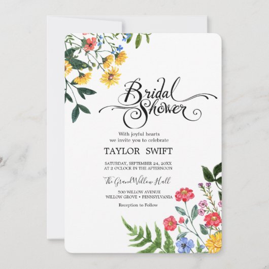 Custom Text Water Flora Bridal Dusche Einladung (Vorderseite)