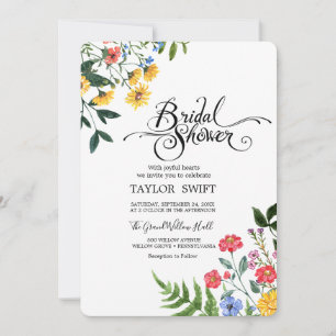 Custom Text Water Flora Bridal Dusche Einladung