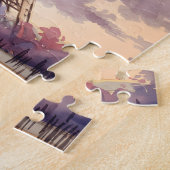 Custom Text Watercolor Eiffel Tower Sunset Travel Puzzle (Seite)