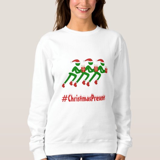 Custom Text Weihnachtsläufer Sweatshirt (Vorderseite)
