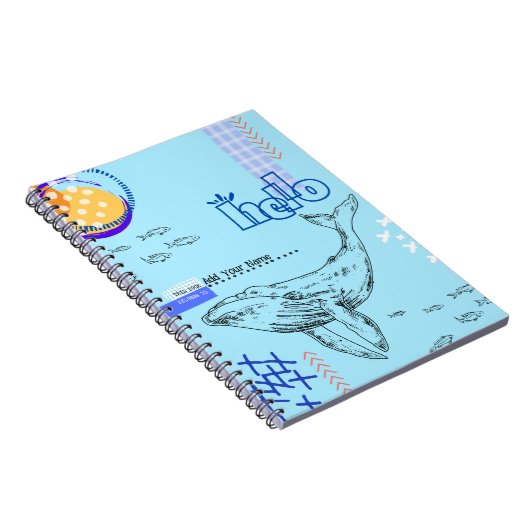 CUSTOM TEXT - Whale Collage Notebook Notizblock (Rechte Seite)