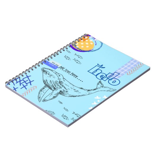 CUSTOM TEXT - Whale Collage Notebook Notizblock (Linke Seite)
