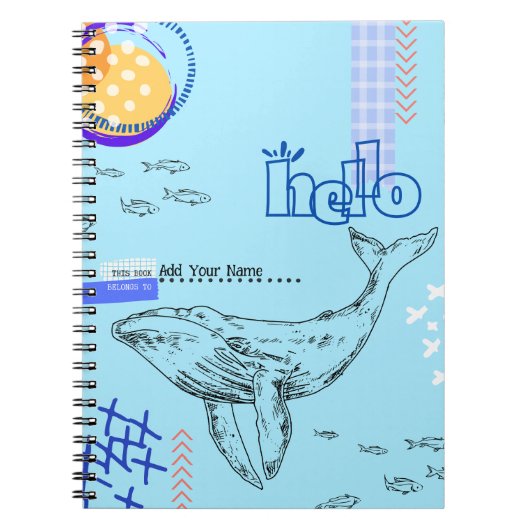 CUSTOM TEXT - Whale Collage Notebook Notizblock (Vorderseite)