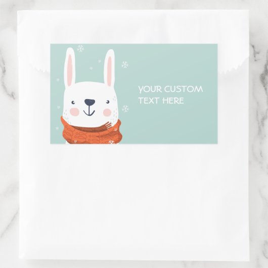 Custom text Winter Bunny Aufkleber (Tasche)