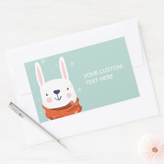 Custom text Winter Bunny Aufkleber (Umschlag)