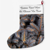 Custom Text Winter Evergreen Pine Spruce Blue Tree Großer Weihnachtsstrumpf (Rückseite)