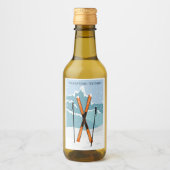 Custom Text Winter Skiing Weinetikett (Vorderseite)