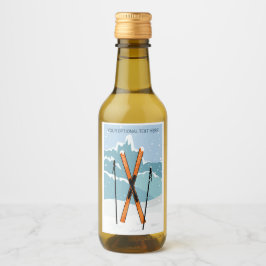Custom Text Winter Skiing Weinetikett