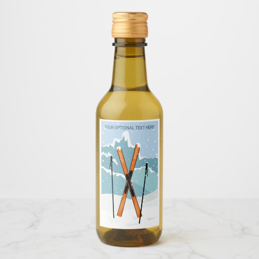 Custom Text Winter Skiing Weinetikett (Vorderseite)