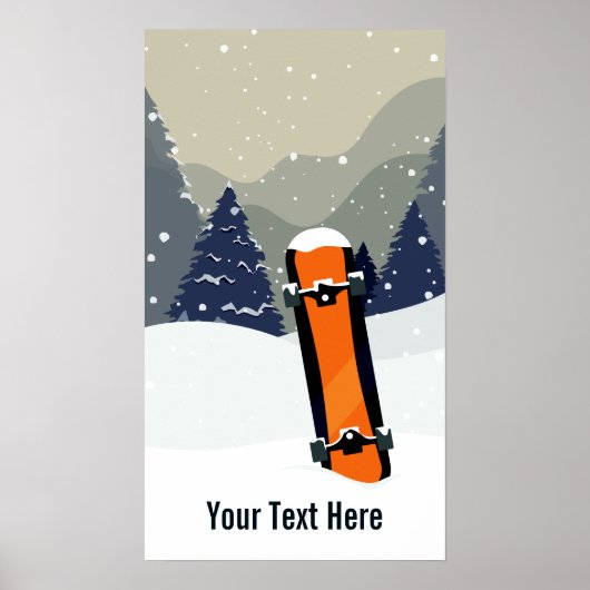 Custom Text Winter Snowboarder Poster (Vorne)