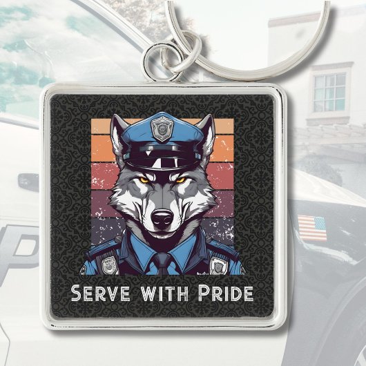 Custom Text Wolf Geschenke für Polizeibeamte Vater Schlüsselanhänger