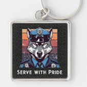 Custom Text Wolf Geschenke für Polizeibeamte Vater Schlüsselanhänger (Vorne)
