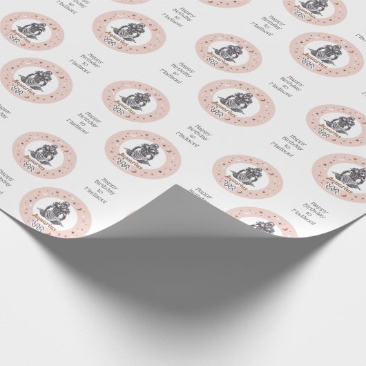 Custom Text Zodiac Sign Aquarius Geschenkpapier (Ecke)