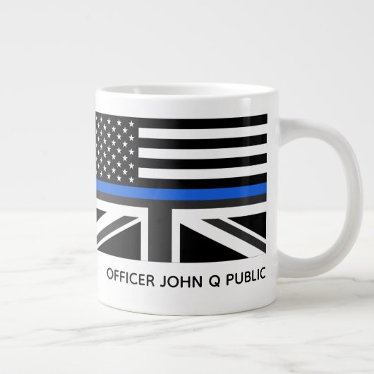 Custom Thane Blue Line American and UK Flag Jumbo-Tasse (Rechts)