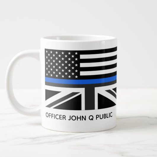 Custom Thane Blue Line American and UK Flag Jumbo-Tasse (Links)