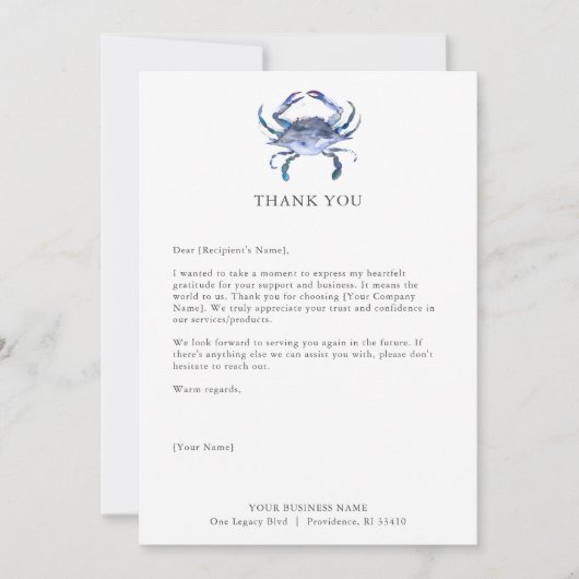 Custom Thank You Cards for Business Crab Dankeskarte (Vorderseite)