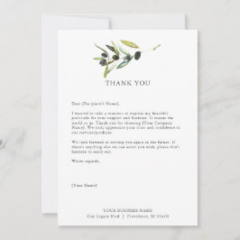 Custom Thank You Cards for Business Olive Dankeskarte