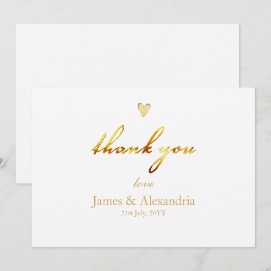 Custom Thank You Gold Script Dankeskarte (Vorne/Hinten)