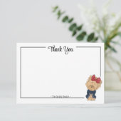 Custom Thank You Yorkie Bow Cute Dog Note Card Dankeskarte (Stehend Vorderseite)