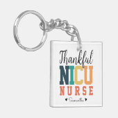 Custom Thankful NICU Nurse Schlüsselanhänger, Fall Schlüsselanhänger (Vorderseite links)