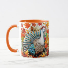 Custom Thanksgiving Turkey Autumn Leaves Tasse
