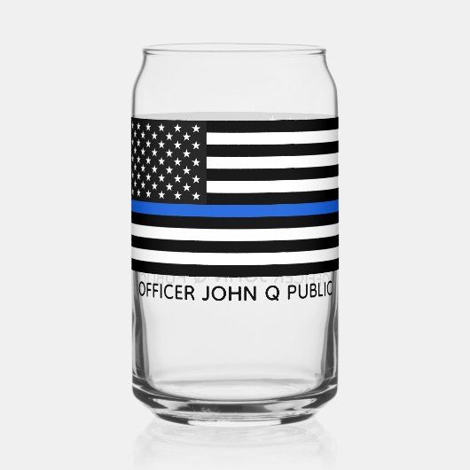 Custom Thin Blue Line American Flag Dosenglas (Rückseite)