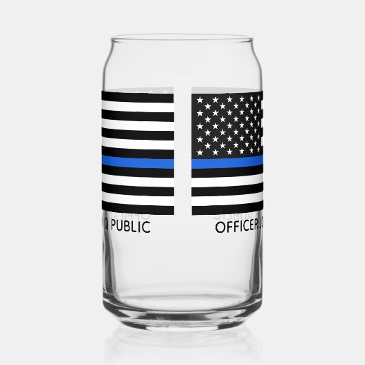 Custom Thin Blue Line American Flag Dosenglas (Rechts)