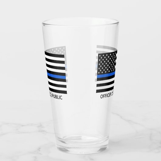 Custom Thin Blue Line American Flag Glas (Rechts)