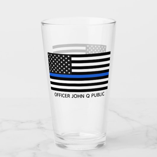 Custom Thin Blue Line American Flag Glas (Vorderseite)