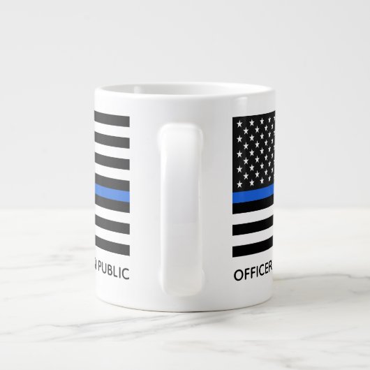 Custom Thin Blue Line American Flag Jumbo-Tasse (Rückseite)