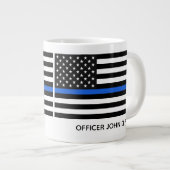 Custom Thin Blue Line American Flag Jumbo-Tasse (Vorderseite Rechts)